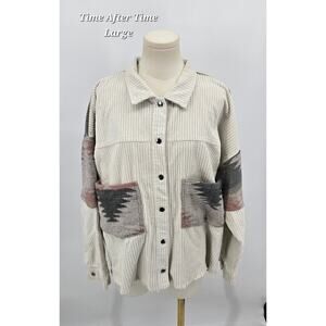 Time After Time Aztec Southwestern Corduroy Jacket Shacket – Size L